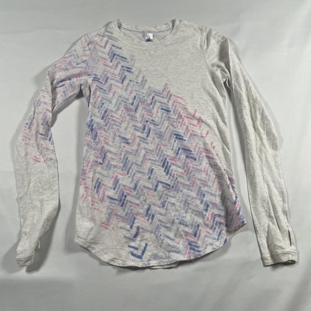 Ivivva Shirt Girls 10 Gray Chevron Long Sleeve Thumbholes Tee Lululemon